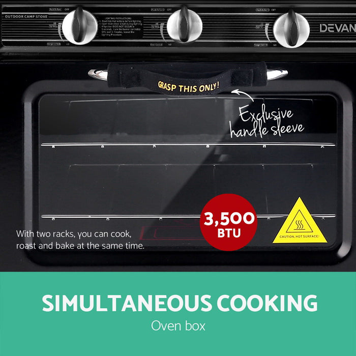 Devanti Portable Gas Oven LPG Black