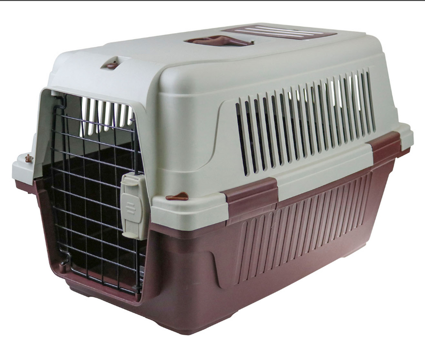 Large Portable Dog Cat House Pet Carrier Travel Bag Cage+Safety Lock & Food Box