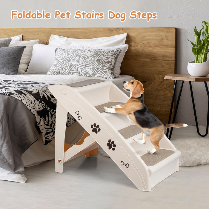 Pet Dog Stairs Steps for Small Dogs with Non-Slip Pads Car Foldable Dog Ramp Dog Steps Grey