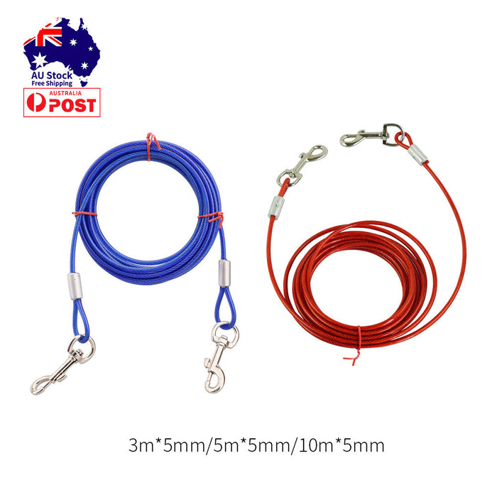 10M Dog Tie Out Cable Leash Lead Tangle Free Outdoor Yard Walking Runing