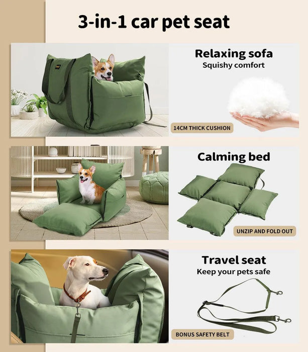 PaWz Convertible Dog Car Seat and Carrier Bag - Black