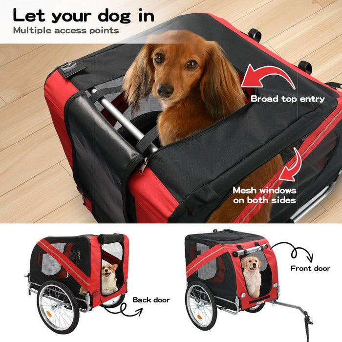 PaWz Pet Trailer Bike Foldable Pet Trailer Outdoor Cycling With Sunroof